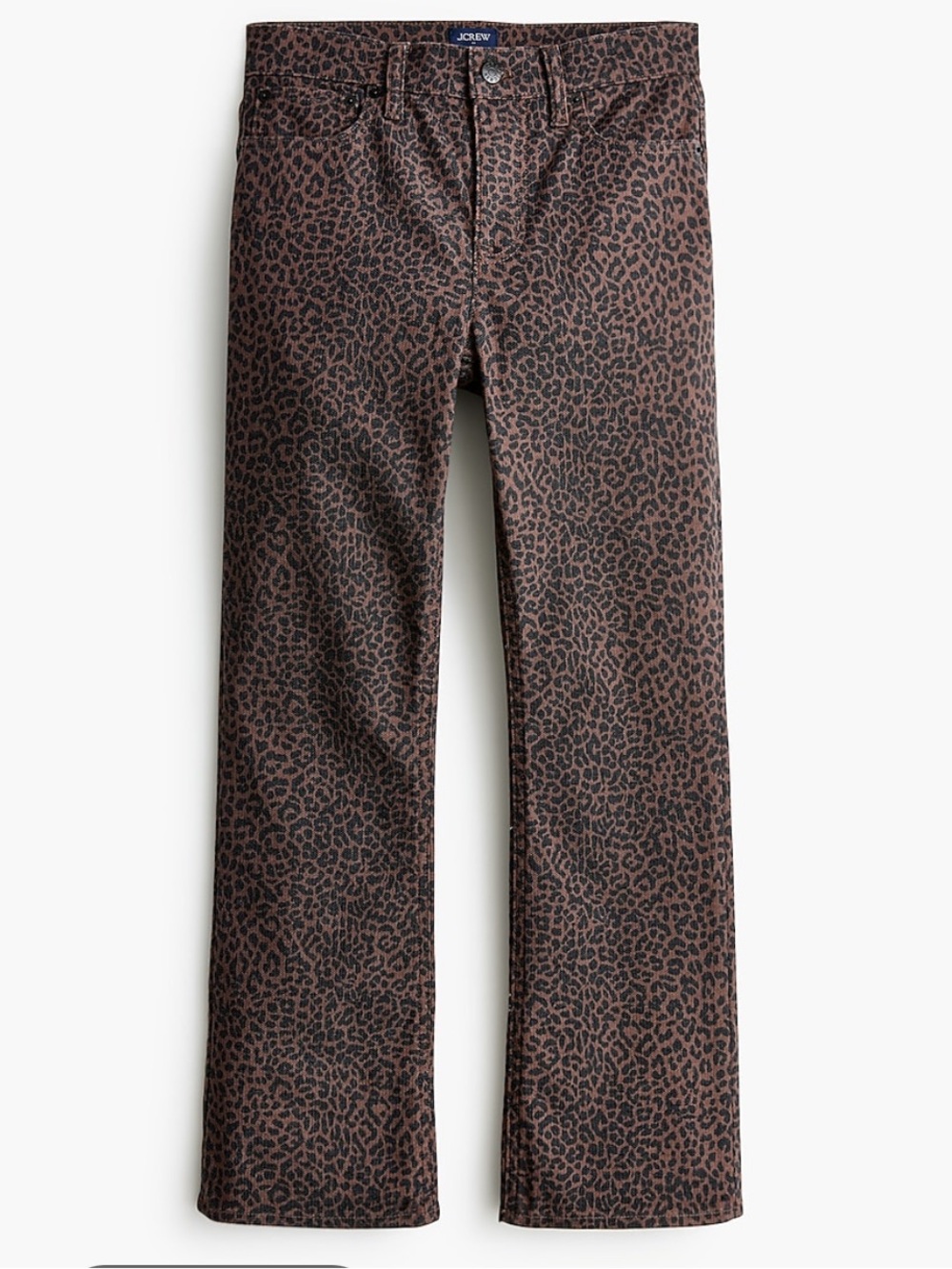 J.Crew leopard mid rise flare crop jeans